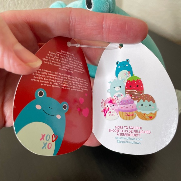 Squishmallows Ludwig the Frog Pink Hearts Valentines 5” NWT - Picture 6 of 10